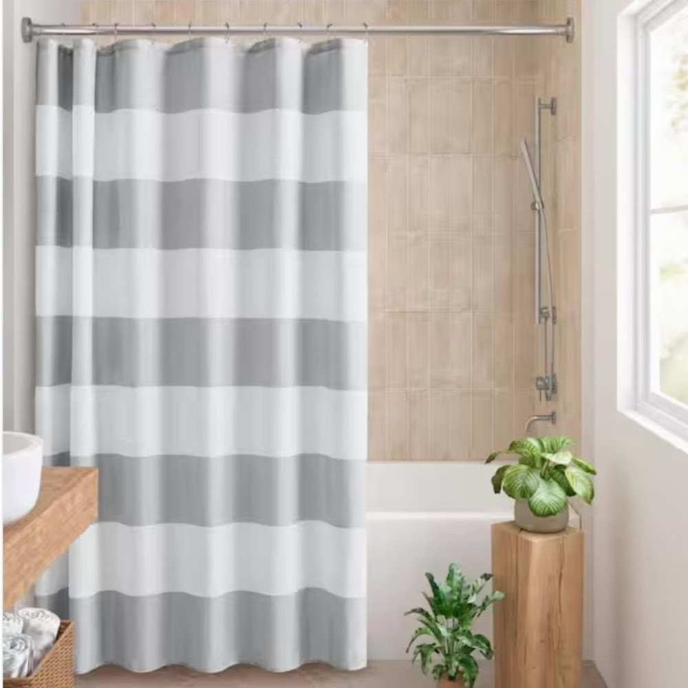 Urban Habitat Striped Shower Curtain With Hooks